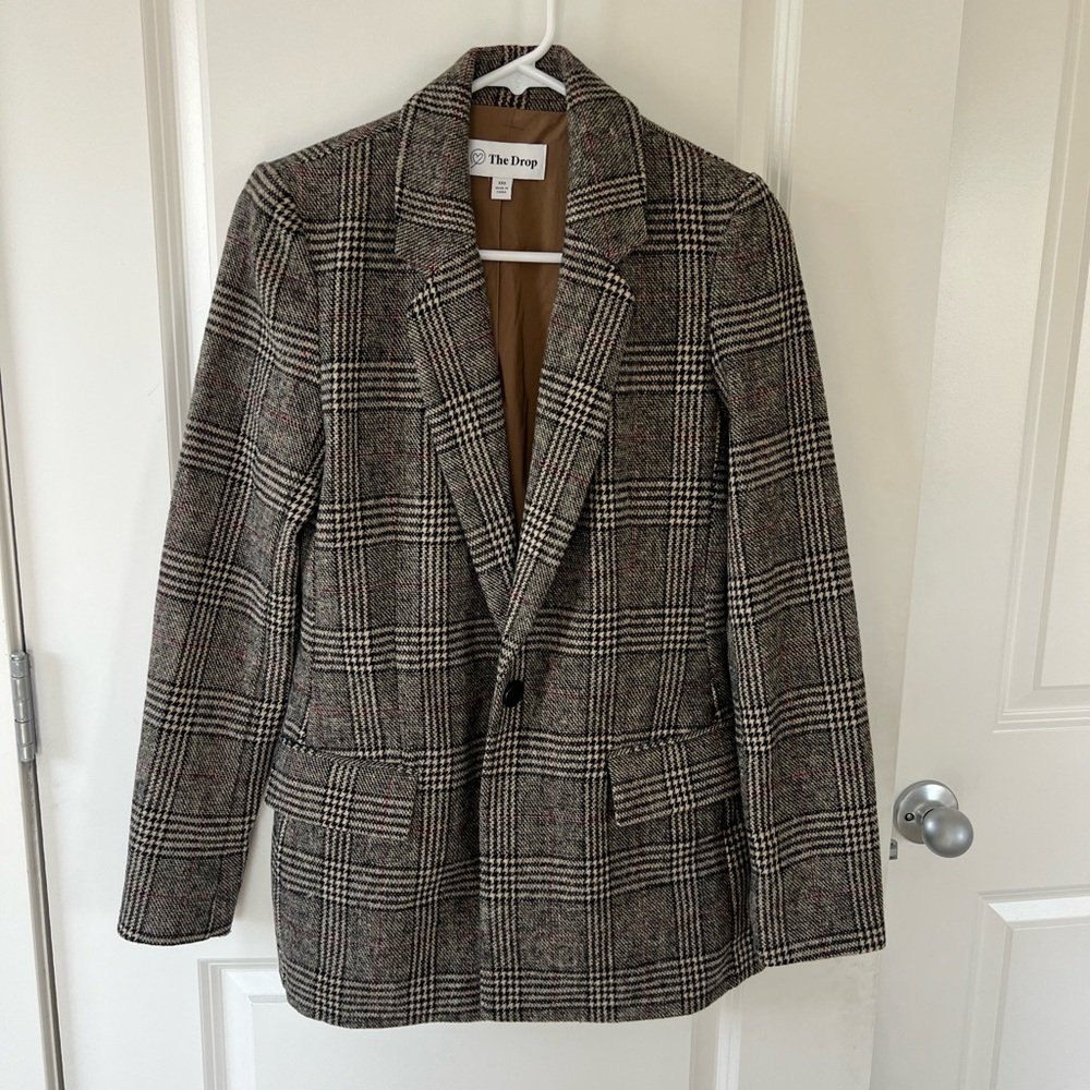 The Drop Plaid Blazer - Black and Brown